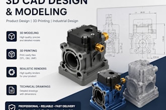 do 3d cad design, product modeling, and 3d printing for manufacturing
