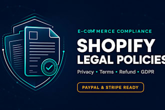write custom shopify privacy policy, refund, shipping, terms and gdpr