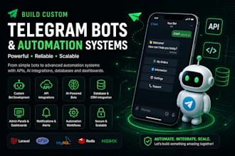 develop custom telegram bots and automation tools