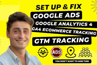 setup google analytics 4 gmc ga4 ecommerce tracking PPC ads tracking by GTM