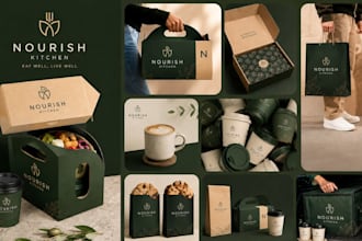 design premium restaurant branding, cafe logo, menu and food packaging
