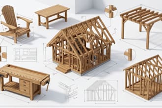 provide detailed DIY woodworking plans for furniture, sheds and any project