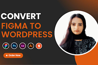 convert figma to wordpress, xd, wix, HTML, PSD to wordpress with elementor