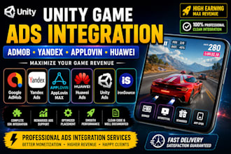 integrate admob yandex applovin huawei ads in unity game