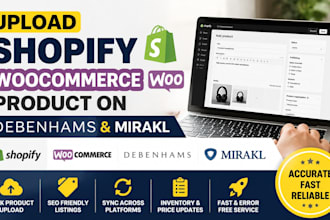 upload shopify woocommerce product on debenhams mirakl marketplace