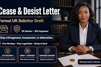 draft a formal cease and desist letter as a UK solicitor
