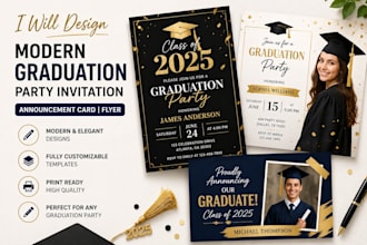 design modern graduation party invitation, announcement card party invitation