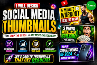make attractive and clickbait thumbnails for you