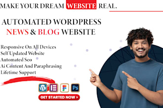 create an automated wordpress news and blog website