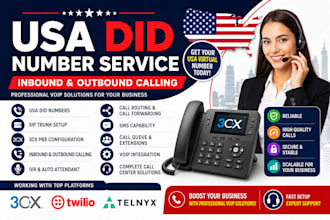 provide USA did numbers with voip, twilio, telnyx and 3cx setup