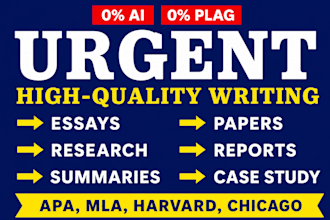 do urgent essay writing, case study, research and summary