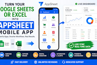 create your google sheets or excel into appsheet mobile app