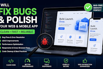 professional web and mobile app bug fixing and polishing