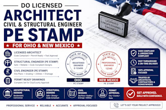 do licensed architect civil and structural engineer pe stamp for ohio new mexico