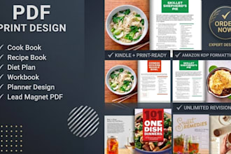 design and format cookbook, recipe book, food ebook, kdp ebook editor