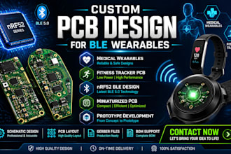 pcb design for medical wearable, fitness tracker, ble nrf52 sensor prototype iot