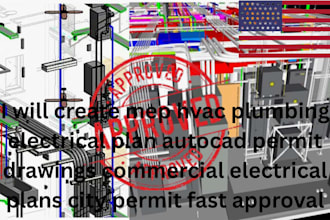 mep hvac plumbing electriical plan autocad permit drawing commercial city permit
