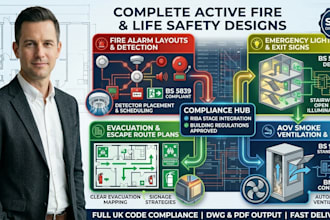 design fire alarm layouts, emergency lighting, and fire escape plans