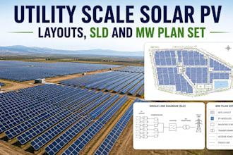 design utility scale solar pv layouts, sld and mw plan set