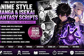 write anime style comic and isekai fantasy manga scripts