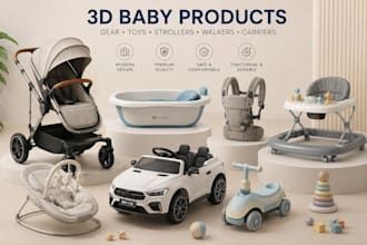 design 3d baby gear, toys, strollers, walkers and carriers