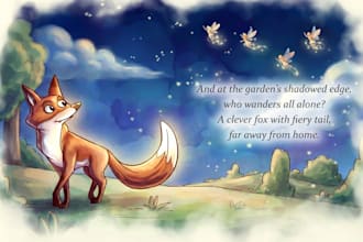 draw children story book illustration or animal story book illustration