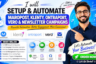 setup maropost klenty ontraport vero newsletter email campaign automation list