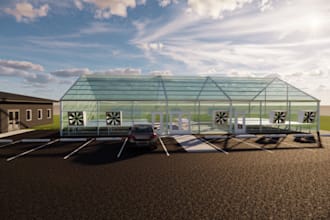 design 3d cgi greenhouse, glasshouse, conservatory, botanical space layout