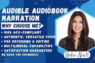 create your acx ready audibook with female narrator, book to audio conversion
