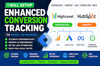 setup enhanced conversion tracking for CRM, gohighlevel, hubspot via GTM
