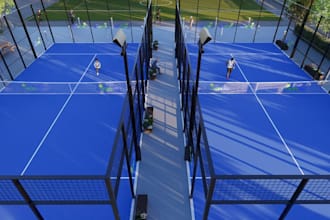 3d panel court,badminton,lawn tennis court,sport complex,pickleball,basketball