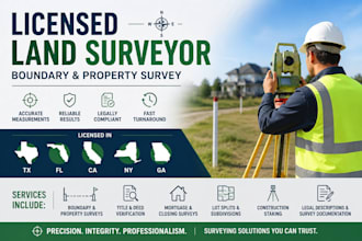tx, fl, ca, ny, ga licensed land surveyor boundary and property survey