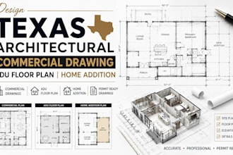 design texas architectural commercial drawing adu floor plan home addition