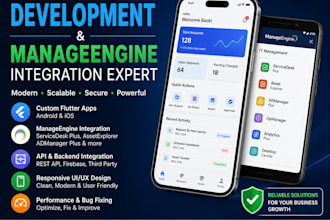 develop flutter app, manageengine integration, flutter mobile app, flutter UI UX