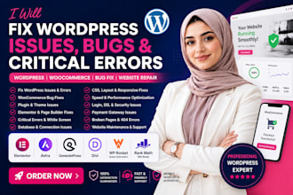 fix wordpress issues, bugs, critical error, woocommerce, fix wordpress error