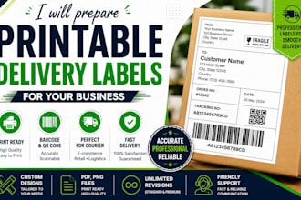 prepare printable delivery label for your business