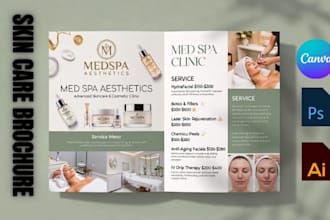 design medspa clinic skincare cosmetics brochure retail line sheet