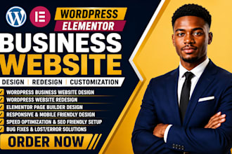 design responsive wordpress elementor website with elementor pro