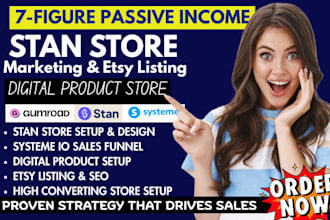 setup and design stan store digital products etsy listing stan store marketing