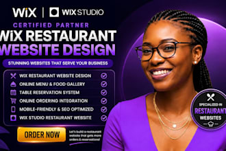 design wix restaurant website, food odering website and restaurant menu design
