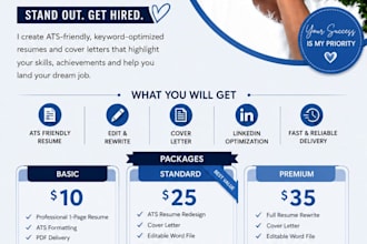 create a professional ats resume and cover letter