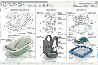 do 3d product design for baby bathtub, baby carrier, baby walker for manufacture