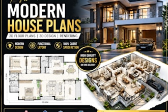 design modern house plans, floor plans and architectural drawings