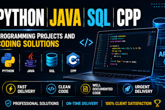 do python programming, java, cpp, and oop coding projects