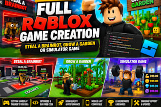 make full game creation, roblox game,roblox map, roblox scripter, brainrot game