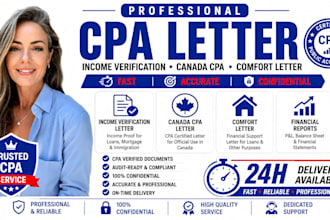 write income verification letter, cpa letter, canada cpa letter, comfort letter