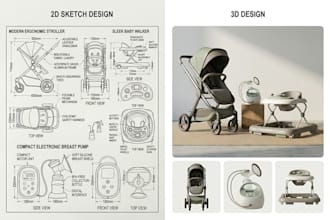 design ergonomic 3d product design for baby stroller, baby walker, breast pump