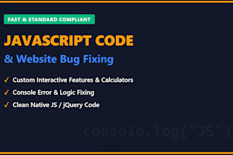 write custom javascript code or fix js bugs on your website