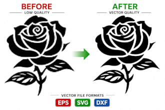 redraw image and logo to eps, cdr or svg vector, vector art and vectorize sketch