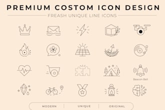 design custom minimal icons, app icons, logo icons and line icon sets